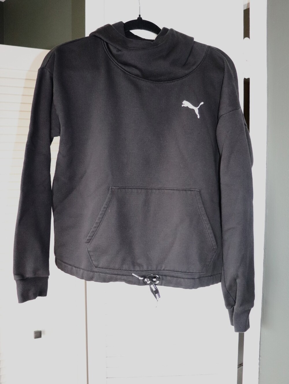 Kids PUMA Black Funnel Neck Hoodie Size Small